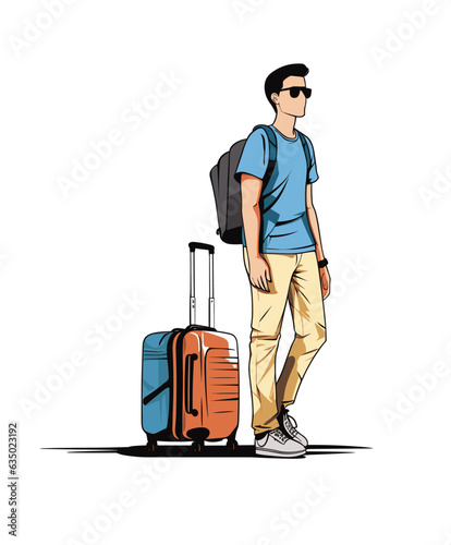 Adventure Beckons: A Young Man Embarks on a Journey with Travel Bag and Luggage as a Passionate Traveler