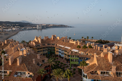 Sotogrande luxury exclusive living place in Andalusia , Spain coast captured from drone , aerial photography