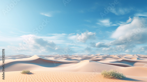 landscape with sand dunes in the sahara desert. Generative Ai. 