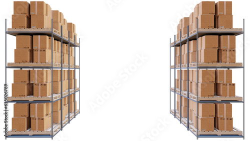 Warehouse, shelves and parcels	 isolated on Transparent PNG. Docks, Economy, transport and warehousing concept