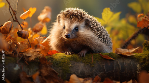 hedgehog in the autumn forest