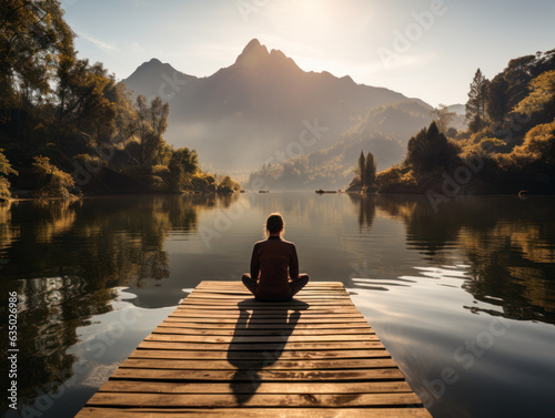 An old man was meditating by the lake