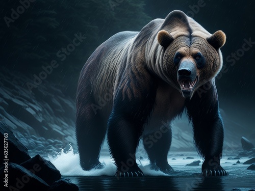 Giant grizzly bear  AI generated