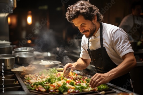 Chef cooking up a storm with a contagious culinary pass - stock photography concepts