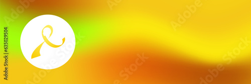 Yellow Awareness Ribbon with human head profile shape, on yellow gradient background. Sarcoma Awareness, Bone cancer, childhood cancer, suicide prevention. Banner template with space for text. Vector.