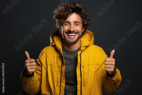 Enthusiastic double thumbs up gesture of a model - stock photography concepts