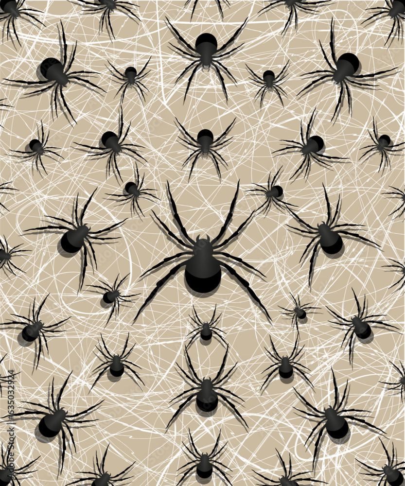 black spider halloween pattern. Halloween ghost cartoon seamless ...