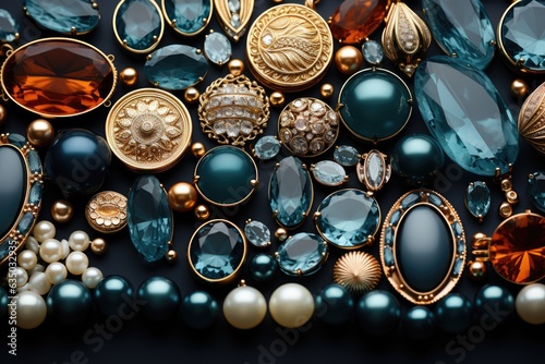 Jewelry collection arranged in an artistic layout - stock photography concepts