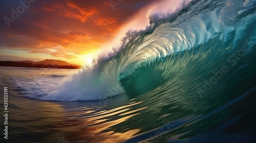 waves on the beach while sunset, breathtaking oceanscape © medienvirus