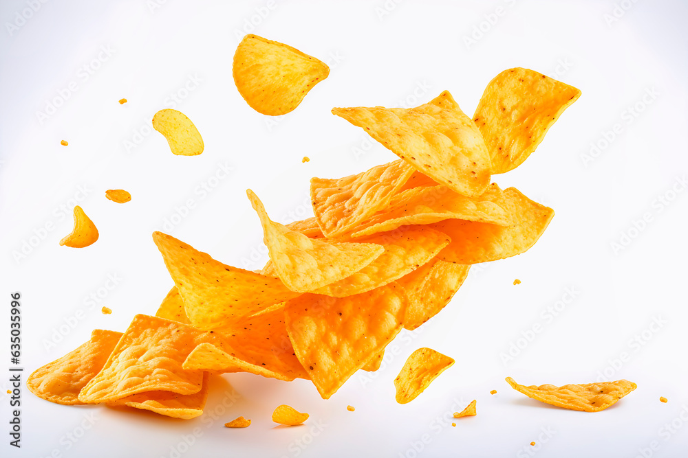 Fototapeta premium Corn Mexican nachos isolated on white background.