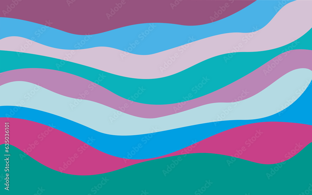 Multi colors curves and the waves of the sea vector background flat design style - stock illustration Multi colors curves and the waves of the sea vector background flat design style - stock illustration