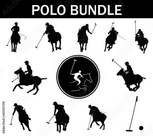 Polo Silhouette Bundle | Collection of Polo Players with Logo and Polo Equipment
