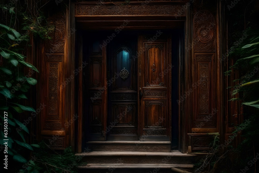Fototapeta premium Wooden door, Generated using AI