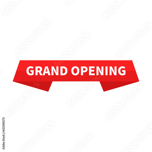 Grand Opening In Red Rectangle Ribbon Shape For Business Announcement Advertising
