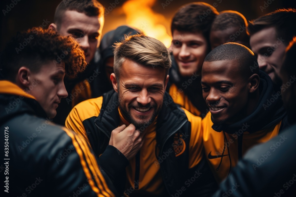 Fototapeta premium Teammates showing respect and camaraderie on the field - stock photography concepts