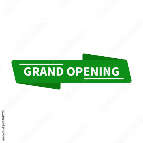 Grand Opening In Green Rectangle Ribbon Shape For Business Announcement Advertising
