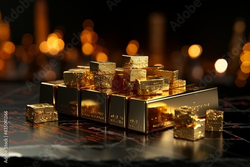 Precious assets Gold bar atop stock graph, depicting investments synergy and value Generative AI © Jawed Gfx