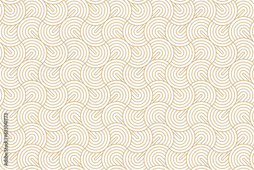 Seamless gold circle stripe line and diagonal fan shape pattern, art deco design vector illustration.