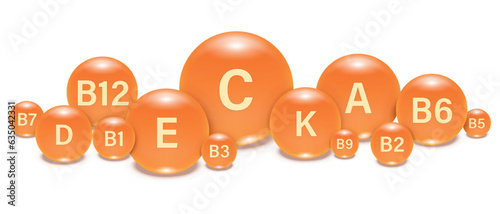 Set of vitamins (A, E,C, K, B, D) vector. Multivitamins sign. Multi Vitamin complex on a white background. 