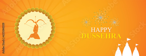 vector realistic happy Dussehra celebration and yellow orange with bow wishing or greeting card and poster or banner design vector file