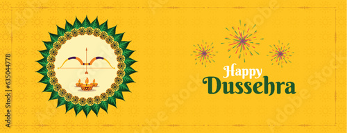 realistic happy dussehra celebration wishing or greeting card and poster and banner design vector file