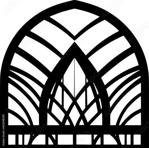 Stained Glass - Black and White Isolated Icon - Vector illustration