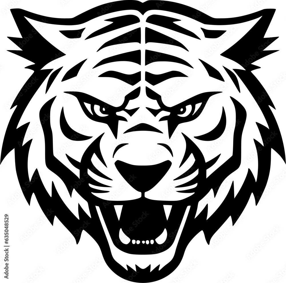 Fototapeta premium Tiger | Black and White Vector illustration
