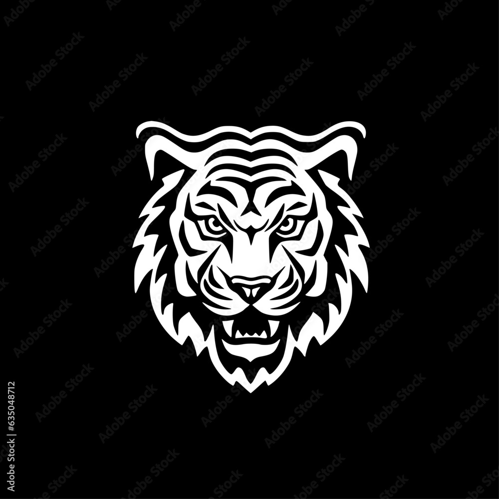 Obraz premium Tiger | Black and White Vector illustration
