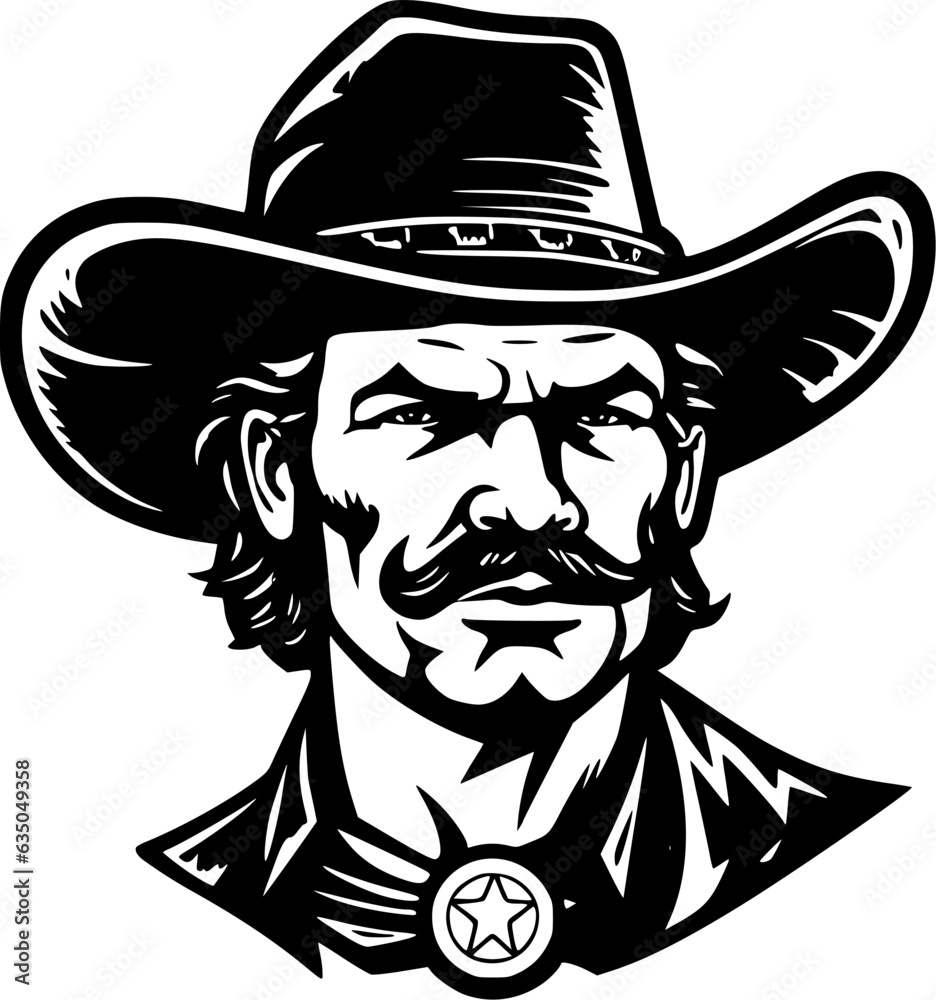 Cowboy | Black and White Vector illustration Cowboy | Black and White Vector illustration