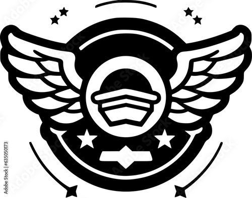 Military - Black and White Isolated Icon - Vector illustration