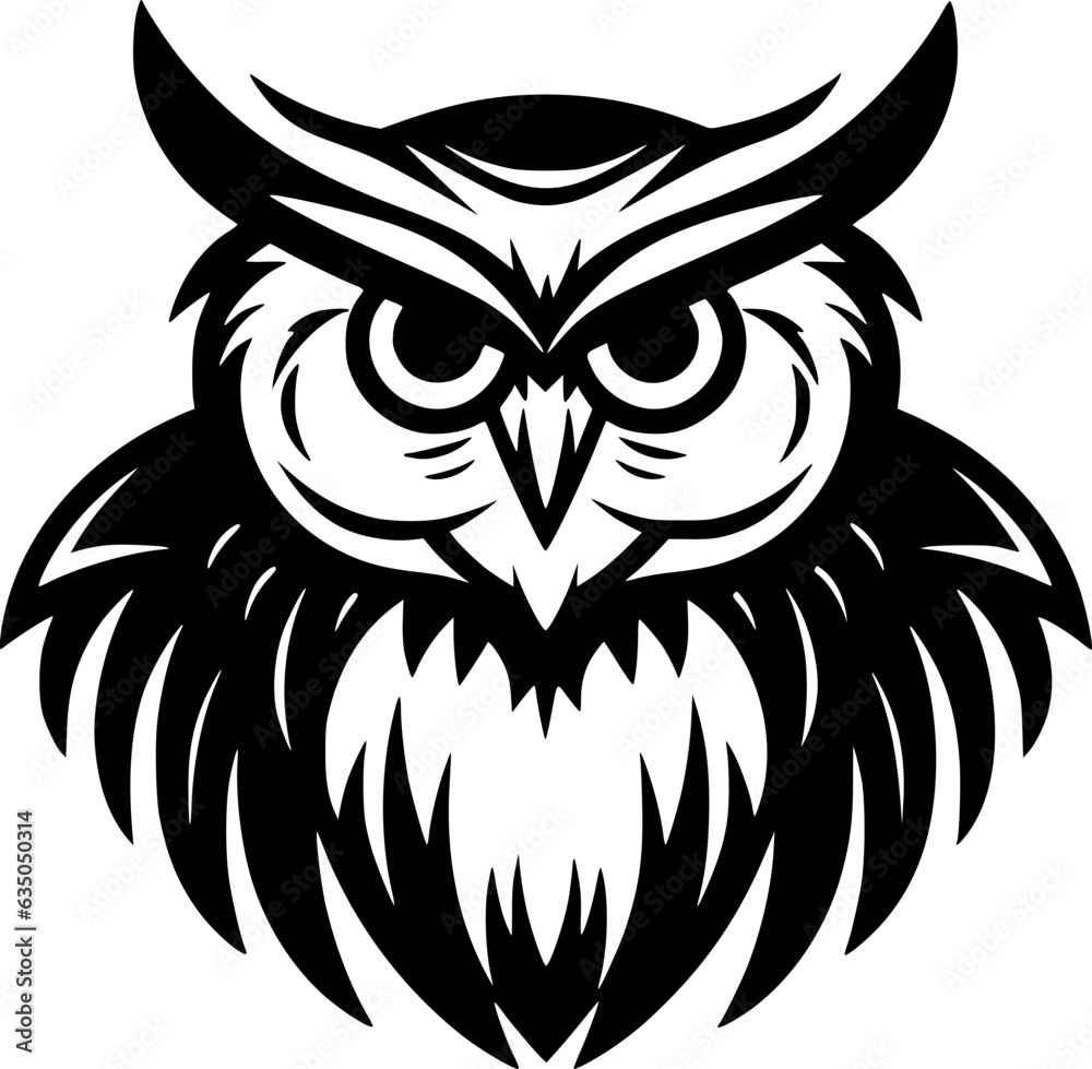 Owl | Black and White Vector illustration Owl | Black and White Vector illustration