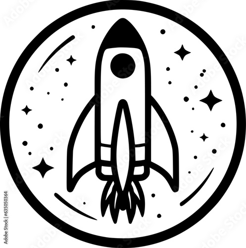 Rocket | Black and White Vector illustration
