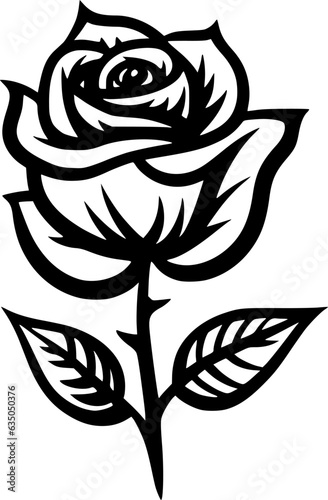 Rose - Black and White Isolated Icon - Vector illustration