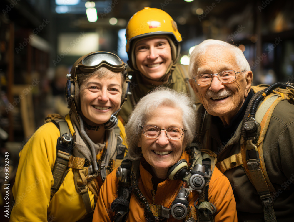 Fototapeta premium senior people skydiving