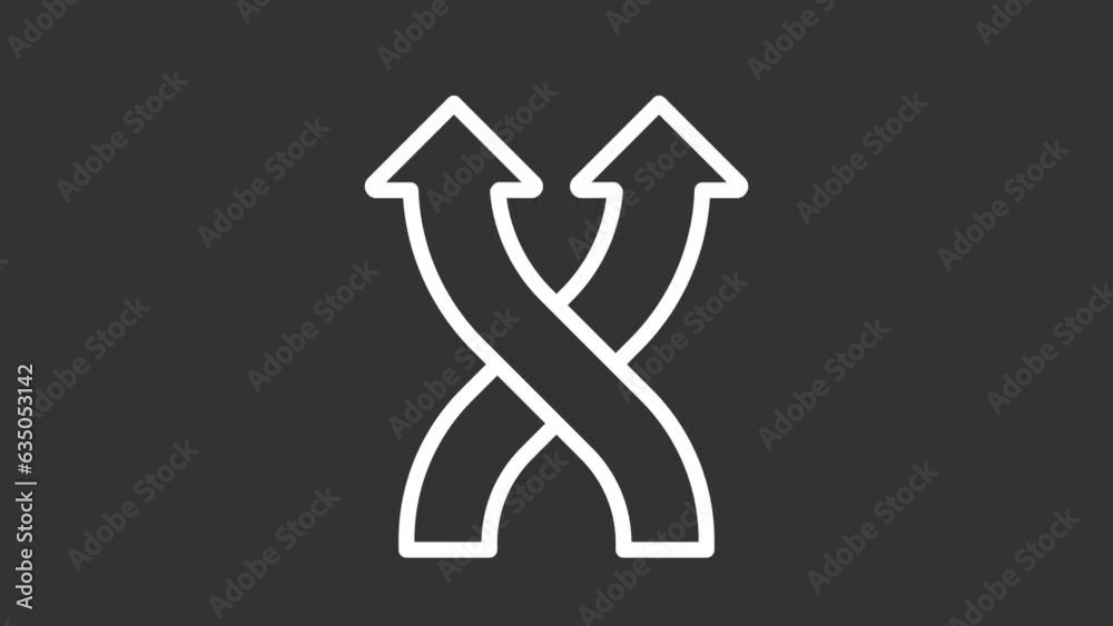 White icon animation of road intersection arrow, HD video with transparent background, seamless loop 4K video, road directional sign. White icon animation of road intersection arrow, HD video with transparent background, seamless loop 4K video, road directional sign.