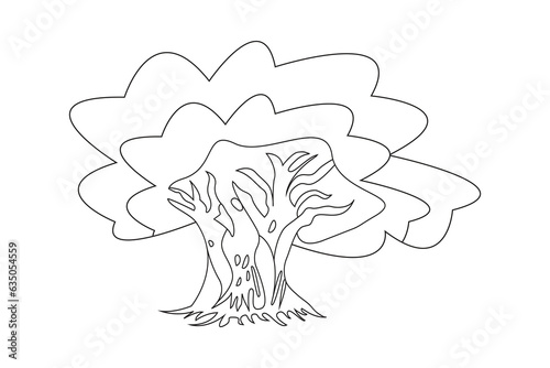 Hand drawn tree line art vector.