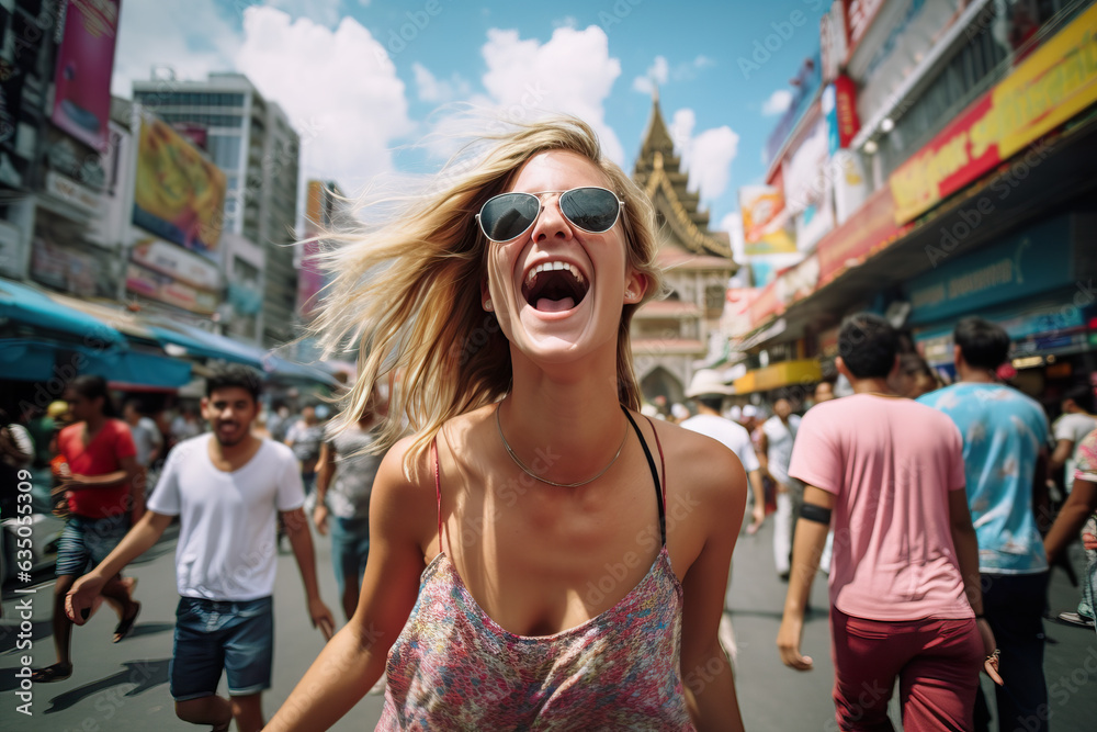Curious Tourist Exploring Vibrant Streets of Bangkok. Generative Ai. Curious Tourist Exploring Vibrant Streets of Bangkok. Generative Ai.