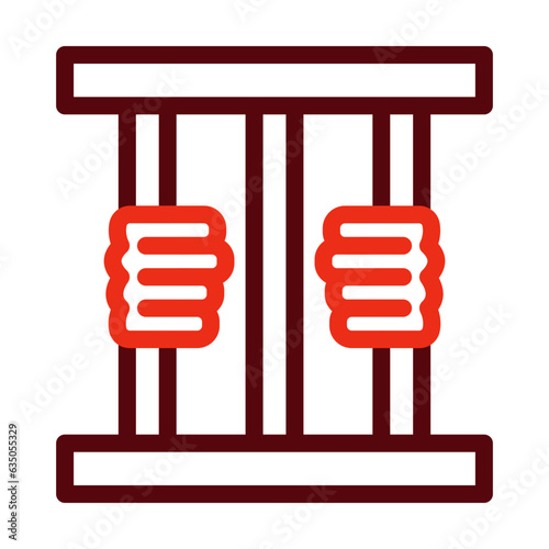 Criminal behind bars Thick Line Two Colors Icon Design