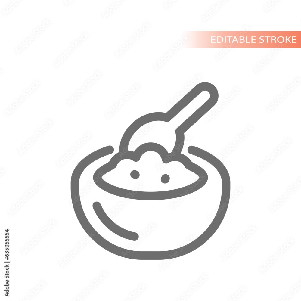 Cereal or rice bowl with spoon icon. Breakfast outline vector. Cereal or rice bowl with spoon icon. Breakfast outline vector.