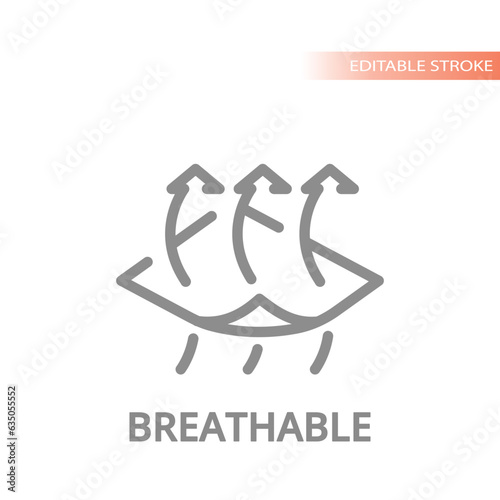 Breathable fabric line vector icon. Clothing features outline symbol.