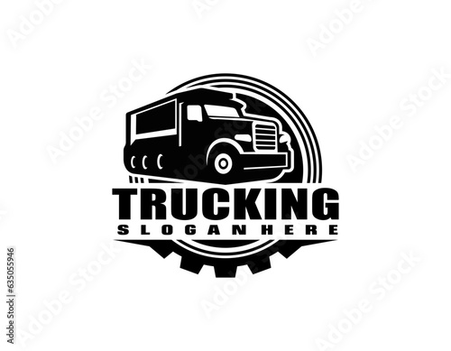 Dump truck company logo template. Ready made logo template set vector isolated