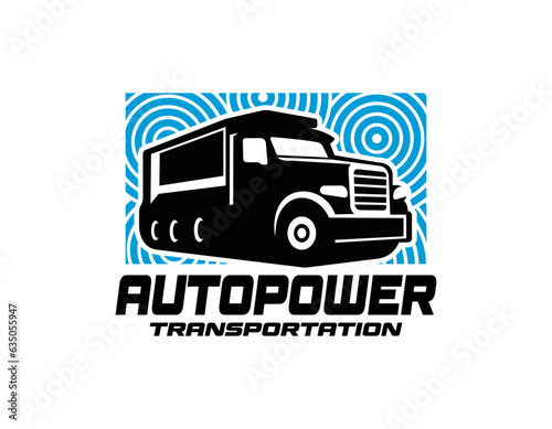 Dump truck company logo template. Ready made logo template set vector isolated