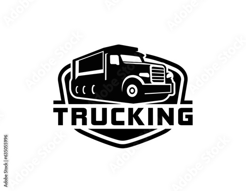 Dump truck company logo. Trucking logo vector isolated