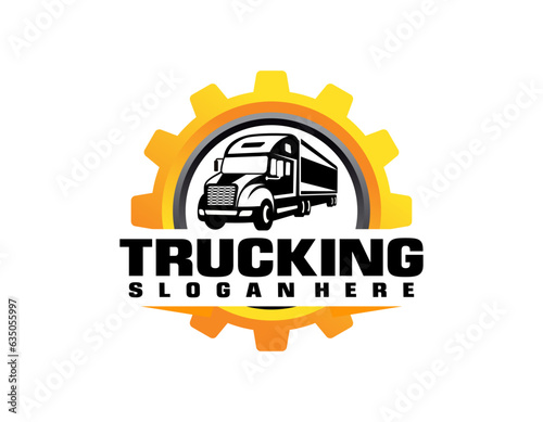 Truck Trucking Company Transportation Logo Illustration