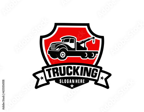 towing truck with emblem logo design
