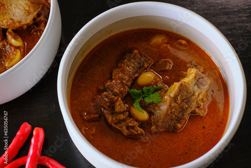 Traditional Thai beef curry food menu