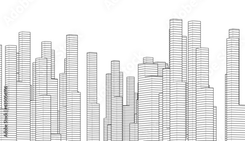 City sketch drawing vector illustration