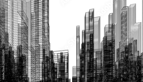 City sketch drawing vector illustration