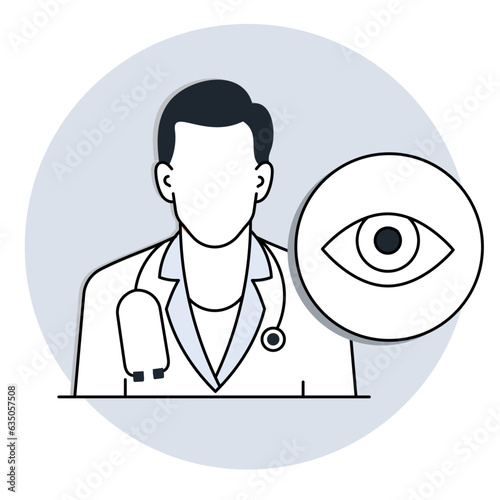 Eye doctor icon, Optometrist icon, Ophthalmologist icon, and Eyecare icon. Vector Editable Icon.