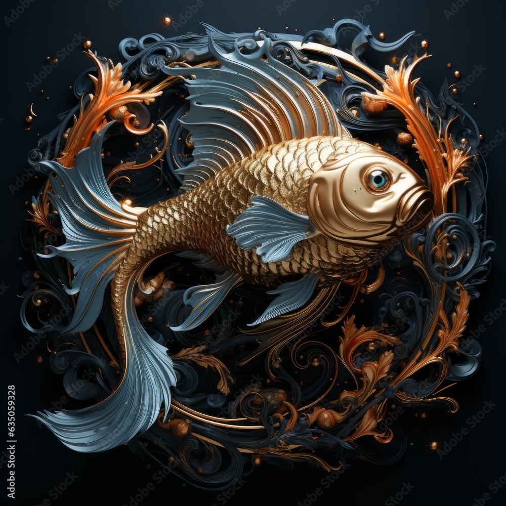 Pisces Sign of the zodiac, symbol of the horoscope. Made in AI Pisces Sign of the zodiac, symbol of the horoscope. Made in AI